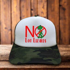 No Lot Lizards Mens Trucker Hat Camo Snapback 1950s Vintage Logo Baseball Cap